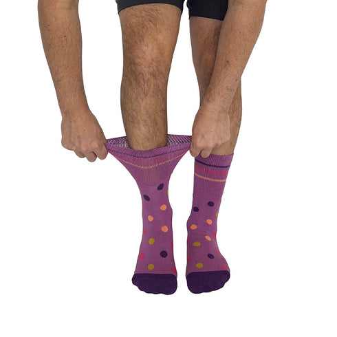 Polka Dots Purple + Orange Diabetic Socks